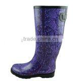 Women Purple Snake Skin Print Rubber Rain Boots LD2013060605