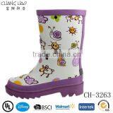 Factory Cheap Handmade Snail Print Children Rubber Rain Boot