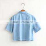 Wholesale Women Blouse Top 2016 Latest Lady Fashion Denim Shirts thumbnail-2