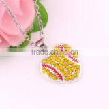 New Arrival Crystal Rhinestone Softball Hearts Necklaces thumbnail-2