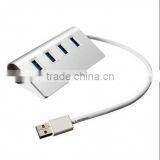 New Portable USB 3.0 4 Port Aluminum USB Splitter Hub With USB Cable thumbnail-2