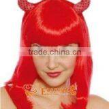 Wholesale Cheap Long Red Horn Synthetic Hair Party Wigs, Cosplay Witch Wigs thumbnail-1