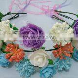 Mixed Big Rose Headband With Color Silk Ribbon ,PE Rose Flower Hairband Headband thumbnail-4