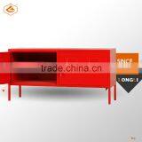 Korean Modern Red Lateral Metal Bedside Strorage Cabinet With Shelves thumbnail-5