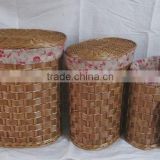 3/set oval willow storage nested basket with lids