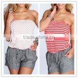 2014 Summer Fashion Women Print Polka Dot Romper Two Pieces Jumpsuit Short OEM Cheap Price thumbnail-1