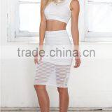 Two Piece Sets 2016 Fashion White Crop Top and Bodycon Skirt Lancai Fashion Designs thumbnail-2