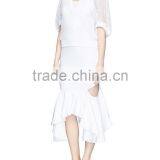 Korea Style Fashion Design Lady Custom Bell Sleeve Mesh Knit Sweater thumbnail-4