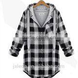 Women's Plaid Red/Gray Hoodies, Casual/Plus Sizes Hooded Long Sleeve thumbnail-2