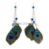 Wholesale Feather Jewelry Lady Peacock Tail Feather Earring Jewelry Evil Eye Earring Jewelry thumbnail-1
