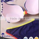 Sexy Popular Stripe Print Bandeau Top and Color Block Bottom Swimsuits. thumbnail-6