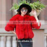 Short Natural Genuine Fox Fur Overcoat Winter Warm Real Coat For Women Real Fur Jacket Striped Style Plus Size Whole Fur Skin thumbnail-6