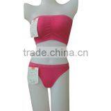 Nice Quality New Style Seamless Woman Underwear Ladies One Piece Bandeau Bra & Thong W/stones thumbnail-1