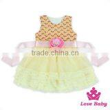 52SQG056 Lovebaby Baby Girls Party Wear TUTU Dress Sleeveless 3 Layers Yarn With Flowers Kids Frock thumbnail-3
