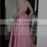 2016 Prom Dresses V Neck Full Sleeves A Line Taffeta With Beading Floor-Length thumbnail-3