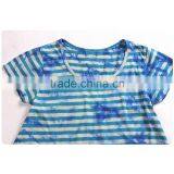 Young Girls Popular Good Sale Short Sleeve Splash-ink Colorful Striped Dress Shirt thumbnail-2