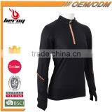 Long Sleeve Elastic Women Dry Fit Sport Shirt With Half Zipper thumbnail-2
