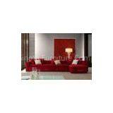Red Fabric Modern Fabric Sofas With Feather Cushions , Soft Seat Upholstered Sofa thumbnail-1