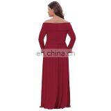 Kate Kasin Sexy Womens Maternity Long Sleeve Off Shoulder Long Maxi Dress Wine Red Maternity Dress KK000677-1 thumbnail-4