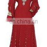New Casual And Beautiful Red Chiffon Abaya Kaftan thumbnail-1