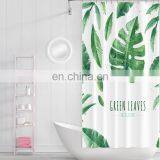 High Quality Polyester Plant Shower Curtain Leaf Green Waterproof Shower Curtain thumbnail-2