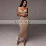 New Women's Contrast Color Strap Sexy Exposed Backpack Hip Slim Dress Women thumbnail-5