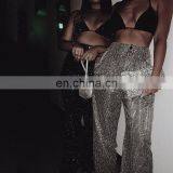 LAITE TR2016 Women Fashion Small Square Sequins Pants Ladies High Waist Bright Broad Foot Sexy Trousers Women Trousers thumbnail-3