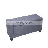 Wholesale High Quality Wood Legs Linen Fabric Rectangle Storage Furniture Stool Ottoman Bench thumbnail-5