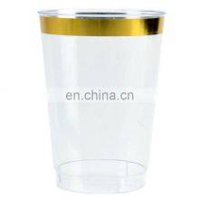 Gold Silver Rimmed Clear Hard Plastic Cup, Fancy Disposable Plastic Party Wedding Tumbler Cups thumbnail-1