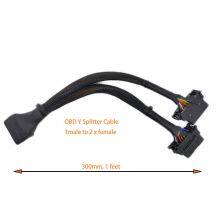 OBD 16pin Male to 2 x OBD 16pin Female Y Splitter Cable OBDII Extension Cable Truck Vehicle Diagnostic Cable thumbnail-4