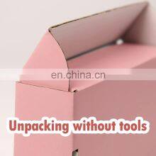 Специально изготовленные коробки для отправки с розовым логотипом для малого бизнеса. Маленькие гофрированные картонные коробки для упаковки, подарочные коробки thumbnail-4