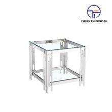 Wholesale Foshan Manufacturer End Side Table Living Room Furniture Supplier Luxury Modern Hotel Coffee Table Set Stainless Steel thumbnail-2