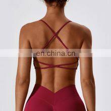 Seamless Fitness Backless Gym Bras Custom Sexy Push Up Sports Sweat Wicking Tops 87nylon 13spandex thumbnail-2