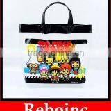 Wholesale Vinyl Women Fashion Flower Pvc Handle Bag