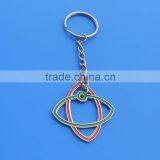 Metal Red & Green Oval Cross Circles Cut-out Hanging Charm With Key Ring Keychain thumbnail-1