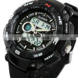 Fashion Men's Black Analog Digital Dual Rubber Sport Watch WS056