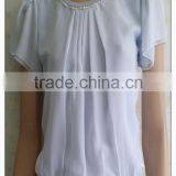 Simple Chiffon T-shirt Short Sleeve Knitting Wear With Chiffon Stitching thumbnail-3
