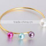 Cuff Charm Gold Color 4 Pearl Shamballa Bracelets Statement Bangles For Women Jewelry thumbnail-6
