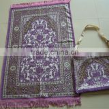 BT-821 high quality muslim prayer mat and rugs with bag muslim Haji gift