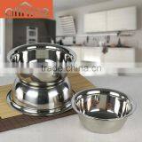 wholesale stainless steel mixing bowl/kitchenware bow set/curved lip and flat base bowl