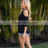 Casual Amazing Cold Shoulder Cut Out Solid Color Modal Blouse thumbnail-5