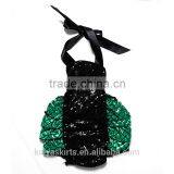 Wholesale Black Sequin Green Mermaid Halter Stylish Baby Romper Dress Summer thumbnail-1