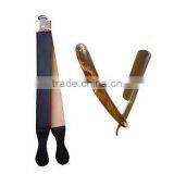Barber Shave Tortoise Straight Razor and Leather Strop thumbnail-1