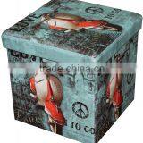 Cool! Hot Sale! Printed Cube PVC Folding Storage Ottoman