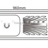 Above Counter Stainless Steel Single Bowl Sink With Drainer Board thumbnail-2
