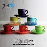 Cute Embossed Figure Ceramic Coffee Set With Saucer thumbnail-1
