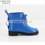 2016 New Style Rubber Rain Boot Women Bule Ground Has Shoelace