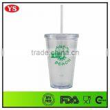 16 Ounce Insulated Green Plastic Diamond Tumbler With Drinking Straw thumbnail-3