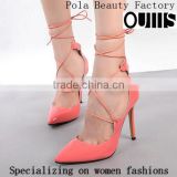 Pink dress shoes women wear sexy sandals with lace oullis shoes PF4383