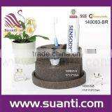 Top Grade Chrismas High Quality Factory Cheap Handmade Eco-friendly Decorative Polystone Brown Bathroom Accessories Sets thumbnail-1